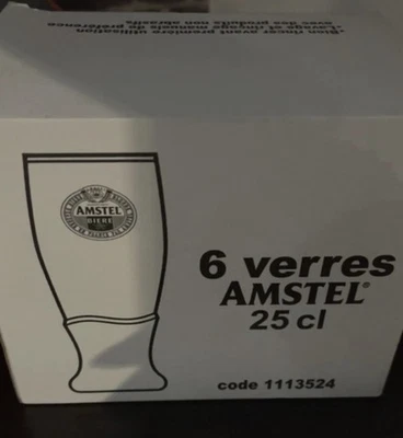 Lot De 6 Verres À Bière Amstel Bière 25cl - Photo 1/4