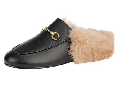 Женские черные кожаные мокасины ARQA с круглым носком из лисьего меха размер 6,5 - Изображение 1 из 4