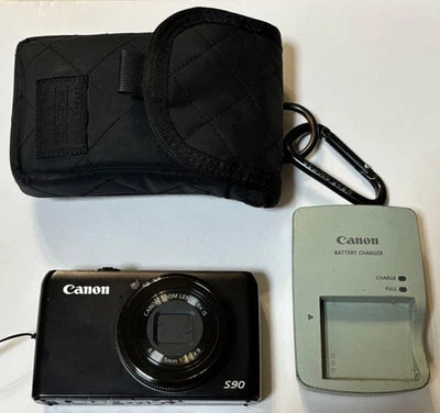 Canon PowerShot S90 Black Compact Digital Camera w/Battery Used - Image 1 of 4