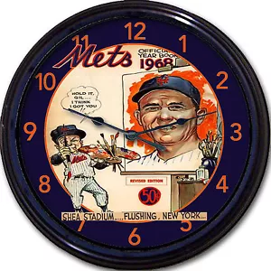 Gil Hodges NY Mets 1968 Yearbook Wall Clock Shea Stadium Dodgers MLB Baseball - Picture 1 of 1