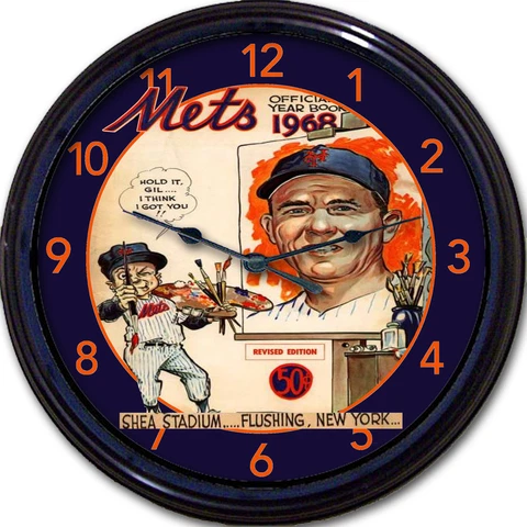 Gil Hodges NY Mets 1968 Yearbook Wall Clock Shea Stadium Dodgers MLB Baseball Cover