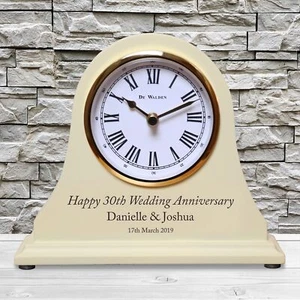 Personalized 30th Pearl Wedding Anniversary Mantel Clock 30 Years Gift Idea - Picture 1 of 6