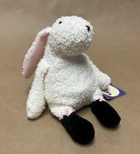 Manhattan Toy Tiptoes Bunny Rabbit Plush Toy White Terry Cloth 7” - Picture 1 of 9