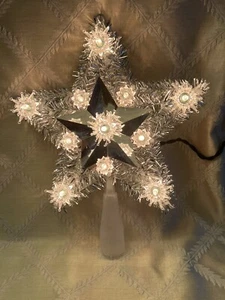VTG 11 Light Flashing Christmas Silver Tree Top Topper 8” - Picture 1 of 2
