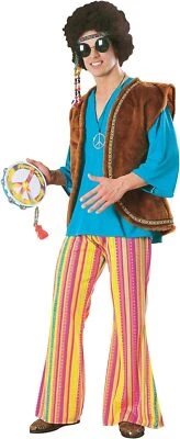 John Q. Woodstock 60's Hippie Groovy Man Fancy Dress Up Halloween Adult Costume - Image 1 of 2