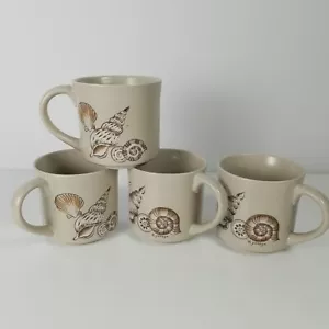 Vintage 4-teiliges Set Otagiri Yokoya Muscheln Steinzeug Kaffee Tee Tasse Becher Maritim Strand - Bild 1 von 12