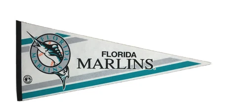 MLB Baseball Florida Marlins Full Size Felt Turquoise, Black & Gray Pennant Cover