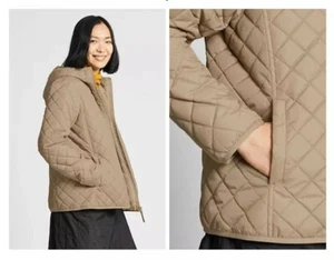 Uniqlo Pile Lined Fleece Quilted Parka Beige Sz XS - Picture 1 of 12
