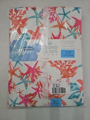 Sigrid Olsen Tablecloth Oblong 60 X 104 Orange And Pink Starfish Coral - Image 1 of 2