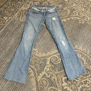 True Religion Men’s World Tour Joey Flare Denim Blue Jeans Size 26 Bootcut - Picture 1 of 11