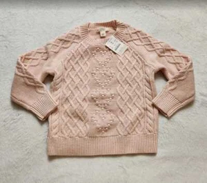 New girl's XS (4-5) Crewcuts x J Crew pink heart cable knit sweater - Picture 1 of 6