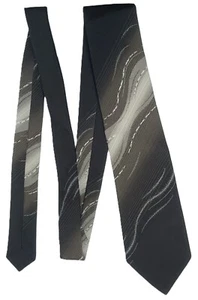 Geometric tie by Tootal vintage 1960s made in Britain BROWN with wavy stripes - Picture 1 of 3