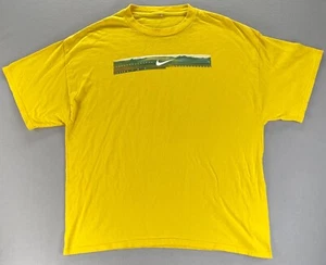 NIKE Y2K Silver Tag Men’s T-Shirt Center Swoosh LOGO Yellow Retro Numbers READ - Picture 1 of 15