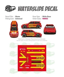Calcomanías de tobogán acuático WB 003 BASE BLANCA M0M0 CARRERAS para fundición a presión personalizada 1:64 - Imagen 1 de 4