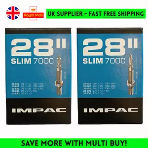 2x Impac Inner Tube 28" INCH 700c 28c-32c SLIM 622/630 Presta Valve 40mm SV28 - Picture 1 of 6