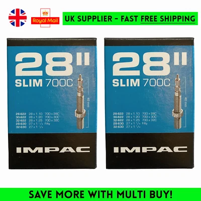 IMPAC SCHWALBE 2x Impac Innenrohr 28" ZOLL 700c 28c-32c SLIM 622/630 Presta Ventil 40 mm SV28