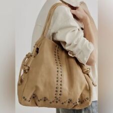 New We The Free people Stud Savoy Leather Tote Soft Tan large shoulder 65626715