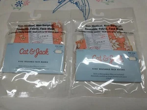 (4) CAT & JACK Kids Girls Fabric Reusable Adjustable Face Masks Floral Plaid NWT - Picture 1 of 4