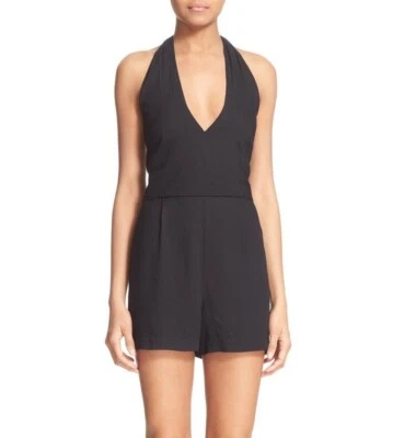 Mameluco halter de seda Alice + Olivia Janey para mujer talla 10 (Negro) 152883 Foto 1 de 3