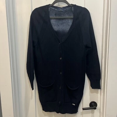 Paul & Shark Navy Blue Long Cardigan Size L V-Neck Long Sleeve Made In Italy - Image 1 of 4