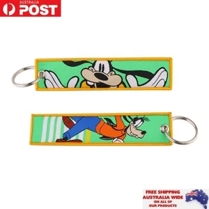 Disney Cartoon Goofy Keychain Keyring Double Sided Embroidered Key Tags Gift - Picture 1 of 1