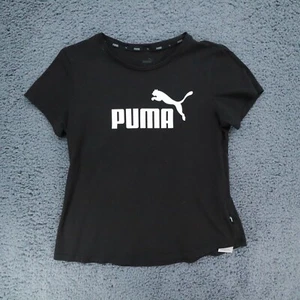 Puma Top T-Shirt Women Large Casual Regular Fit Cotton, Black - Picture 1 of 6