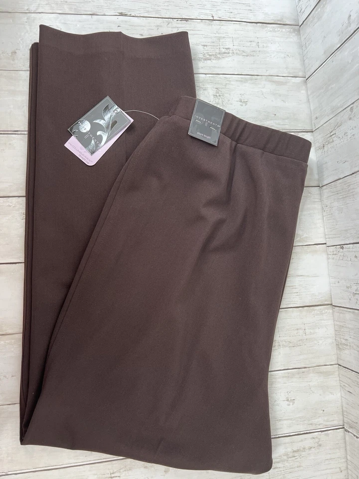 Investments II Women's 16W Short Slacks Stretch Pant Brown NWT Elastic Back - Image 1 of 4