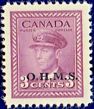 CANADA SC#O3 OFFICIAL KING GEORGE VI WAR ISSUE 1949 3¢ VIOLET MNH F 74 (CS04)