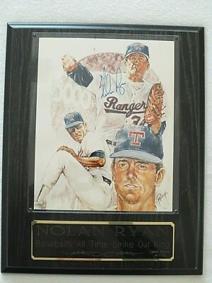 NOLAN RYAN SIGNED 8X10  LITHO  5000K's  MOUNTED ON A PLAQUE - Image 1 of 4