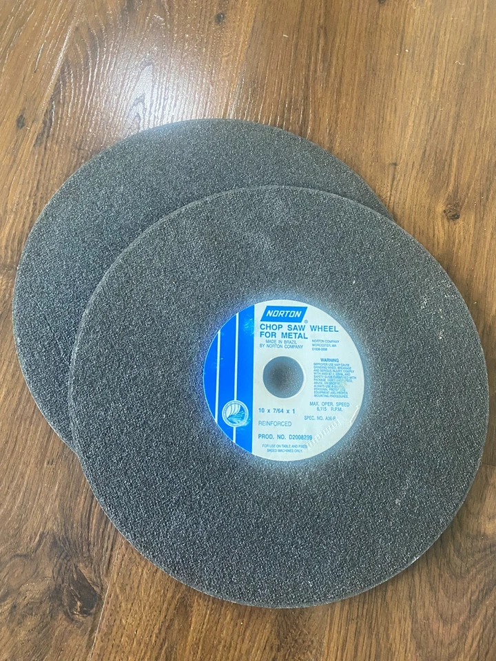 Lote de 2 ruedas de sierra de corte Norton para metal 10" x 7/64 x 1 Foto 1 de 1