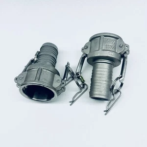 Lot of 2 C150-SS-304, 1-1/2" Female Cam x 1-1/2" Hose Shank (304) - Picture 1 of 3