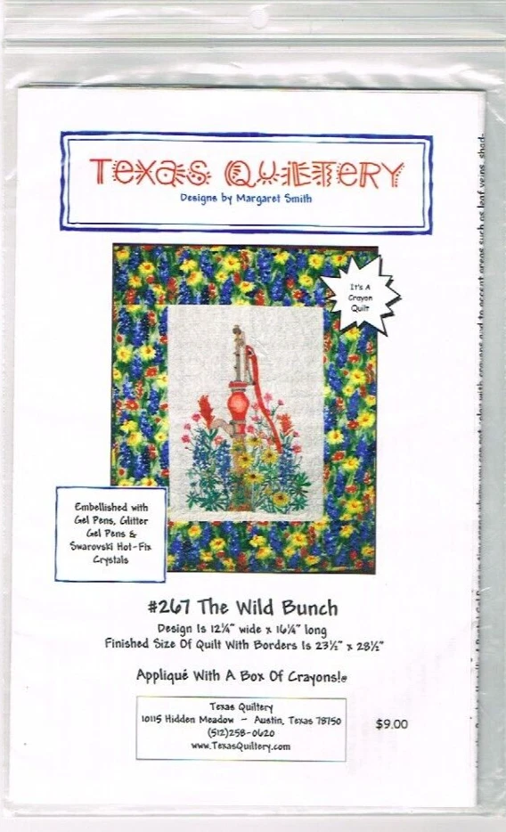 Texas Quiltery Quilt Pattern Wild Bunch Flower Water Pump Unused 2005 Vintage - Image 1 of 2