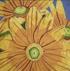 Needlepoint Handpainted Jean Smith Green Eyed Susan 14x14 - Picture 1 of 1