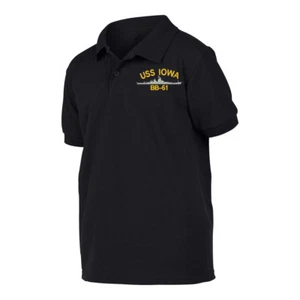 Military USS IOWA BB-61 BATTLESHIP Black Polo Shirt Poloshirt - Bild 1 von 2
