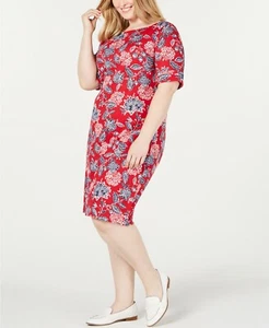 /LX082/ Karen Scott Plus Baumwollmischung bedrucktes Strickkleid rot Gr. 2X $ 54,50 - Bild 1 von 4