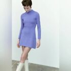 ZARA Seamed Knit Skater Dress Lavender - size L - RARE style  3390/116/439