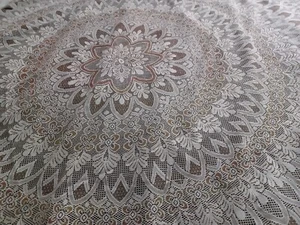 Runde 72" Quäker Stil Ecru Braun Runde Tischdecke mit Schlitz - Bild 1 von 6