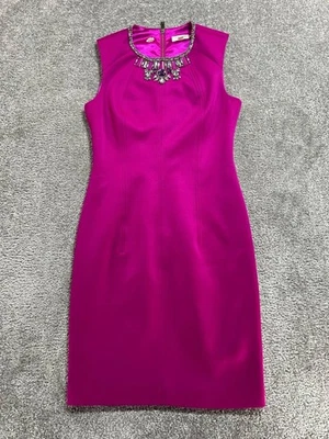 Vestido Ted Baker Midi Para Mujer 3 Púrpura Penni Adornado Bodycon Ajustado Cuello Redondo Foto 1 de 4