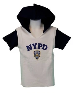 NYPD Kids Hooded Short Sleeve Screen Print T-Shirt Blue Youth Tee Hoodie Gift - Picture 1 of 1