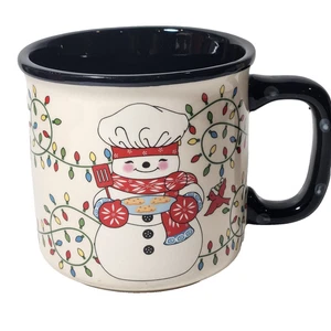 Temptations by Tara Winter Whimsey Snowman Chef Coffee Tea Cocoa Mug 16 oz Cup - Picture 1 of 9