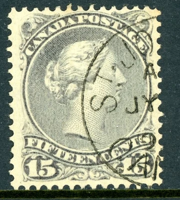 Canadá 1868 Gran Reina QV 15¢ Gris Scott #29 VFU O454 Foto 1 de 4