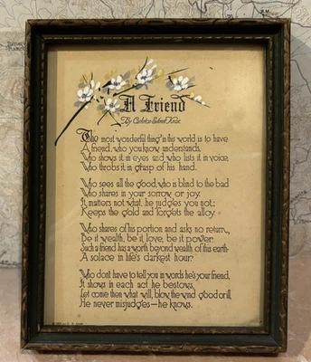 Motto Picture Buzza Type Framed Print Poetry Sentiments C E Knox 1917 "A Friend" - Image 1 of 4