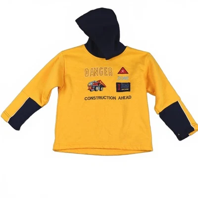 Sudadera con capucha tema construcción amarillo y azul marino para niño Foto 1 de 4