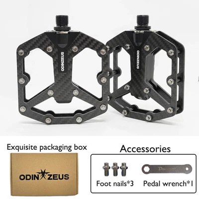 Pedales de bicicleta de MTB/carretera de carbono Tacos antideslizantes de doble cara Rodamientos sellados Pedales Foto 1 de 4
