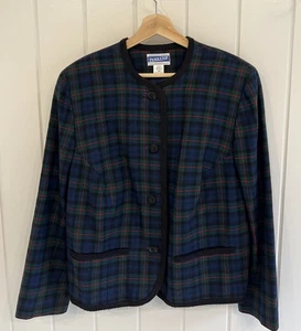 Blazer Pendleton Vintage Tartán Cuadros Lana Mujer Talla Grande 14 Azul Negro Forrado - Imagen 1 de 6