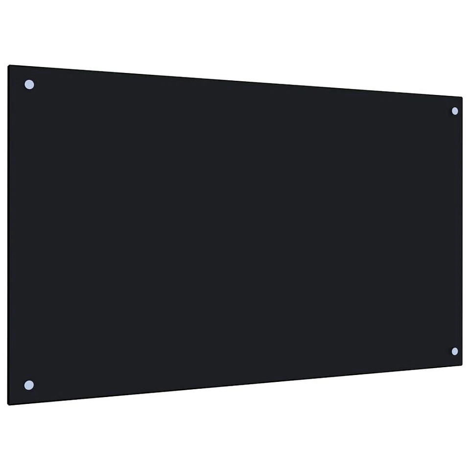 vidaXL Kitchen Backsplash Black 39.4"x23.6" Tempered Glass