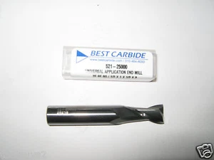 BEST CARBIDE 2 FLUTE UNIVERSAL APPLICATION 1/4"(.250) END MILL W/.750 LOC  "NEW" - Picture 1 of 1