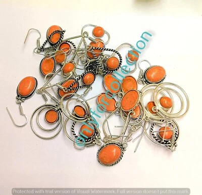 Lote de 5 pares de pendientes enchapados en plata de ley 925 con piedras preciosas turquesa naranja Foto 1 de 4