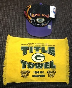 Green Bay Packers '96 Super Bowl XXXI Champs Snapback Logo Athletic Title Towel - Bild 1 von 18