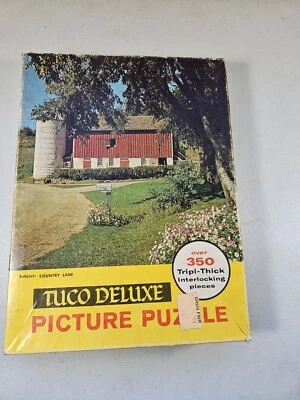 Tuxo Deluxe Picture Puzzle Country Lane 1300-4 Over 350 Pcs Complete - Unopened - Image 1 of 4